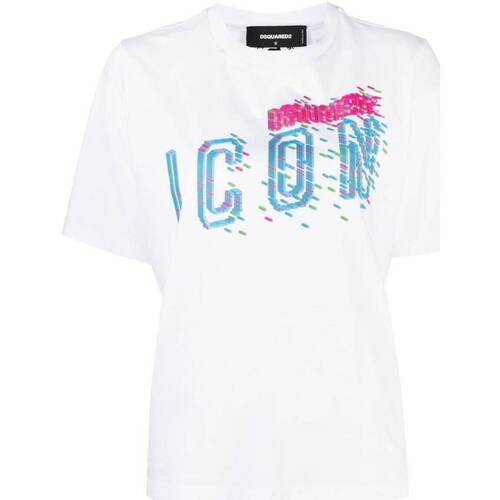 Abbigliamento Donna T-shirt maniche corte Dsquared ICON PIXELED EASY Bianco