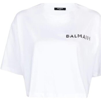 Abbigliamento Donna T-shirt maniche corte Balmain Paris T-SHIRT CROPPED Bianco