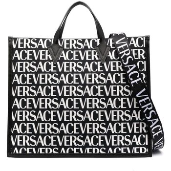 Borse Uomo Borse a mano Versace BAGS TESSUTO STAMPA +VITELLO Nero
