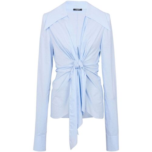 Abbigliamento Donna Camicie Balmain Paris Vichy knotted shirt Blu