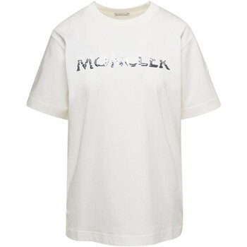 Abbigliamento Donna T-shirt maniche corte Moncler Sequined logo shirt Beige