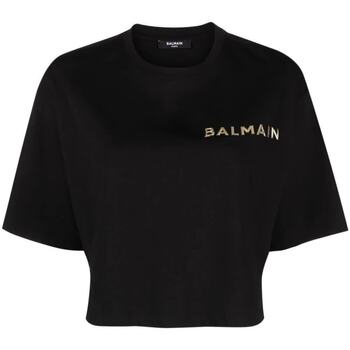 Abbigliamento Donna T-shirt maniche corte Balmain Paris T-SHIRT CROPPED Nero