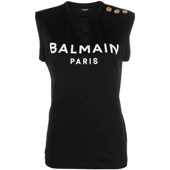 Abbigliamento Donna T-shirt maniche corte Balmain Paris CANOTTA 3 BOTTONI Nero