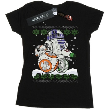 Abbigliamento Donna T-shirts a maniche lunghe Disney The Rise Of Skywalker Rolling This Christmas Nero