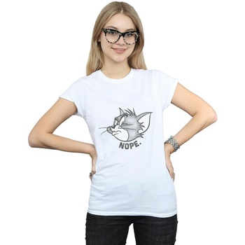 Abbigliamento Donna T-shirts a maniche lunghe Dessins Animés Nope Face Bianco