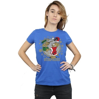 Abbigliamento Donna T-shirts a maniche lunghe Dessins Animés Christmas Surprise Blu