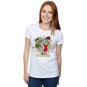 Abbigliamento Donna T-shirts a maniche lunghe Dessins Animés Christmas Surprise Bianco