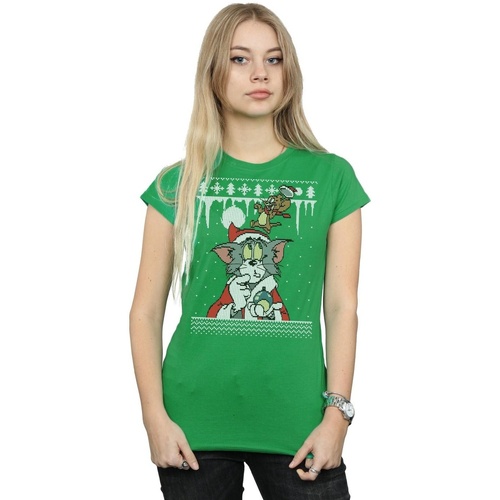 Abbigliamento Donna T-shirts a maniche lunghe Dessins Animés Christmas Fair Isle Verde