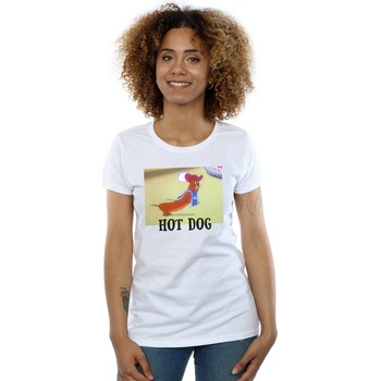 Abbigliamento Donna T-shirts a maniche lunghe Dessins Animés Hot Dog Bianco