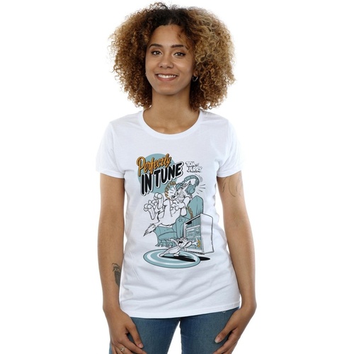 Abbigliamento Donna T-shirts a maniche lunghe Dessins Animés Perfectly In Tune Bianco