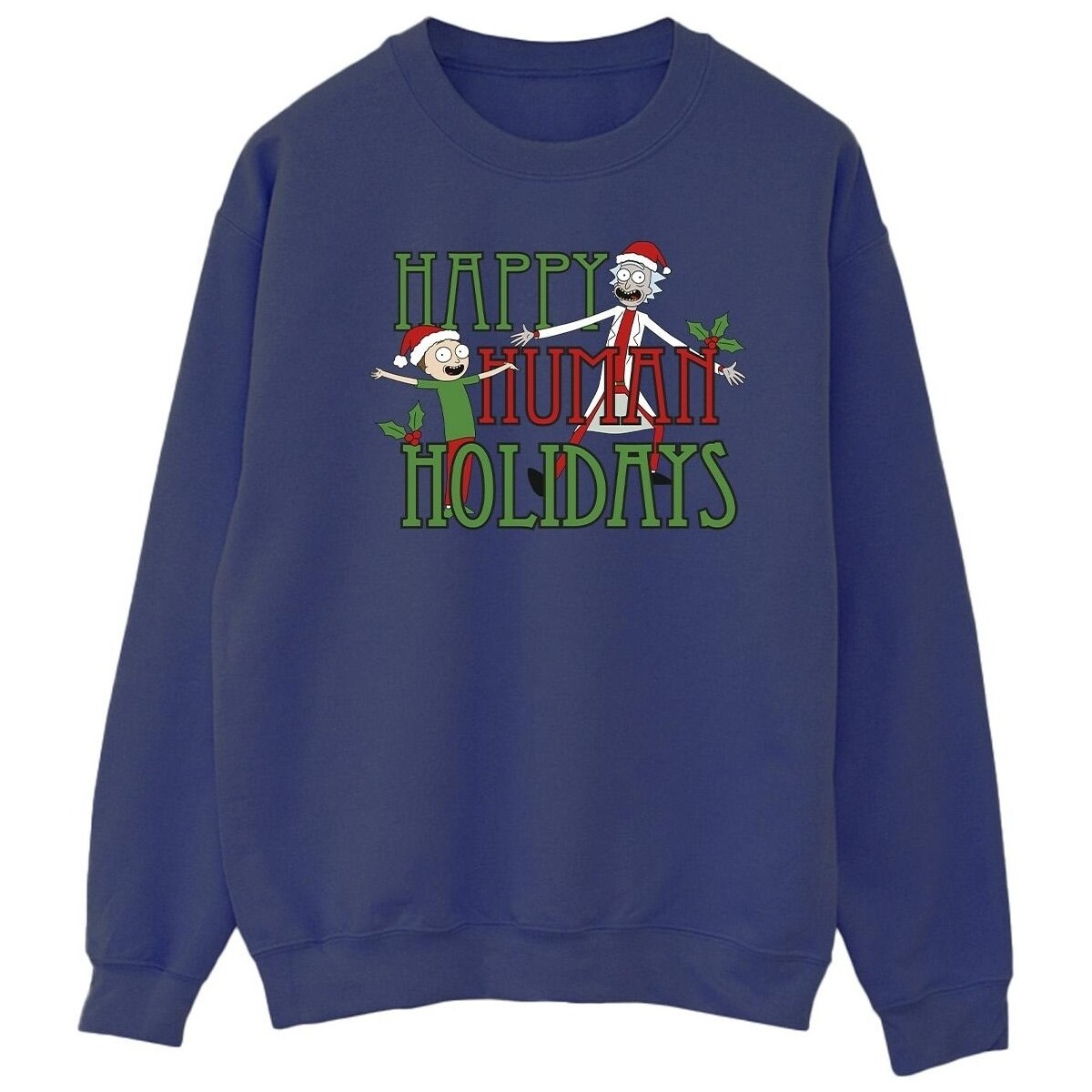 Abbigliamento Uomo Felpe Rick And Morty Happy Human Holidays Blu