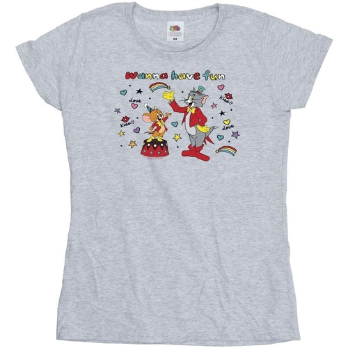 Abbigliamento Donna T-shirts a maniche lunghe Dessins Animés Wanna Have Fun Grigio