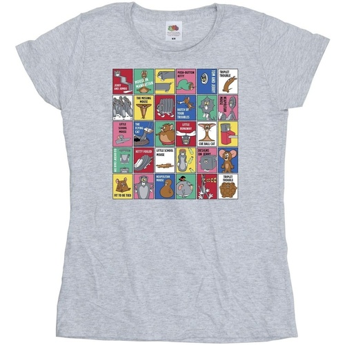 Abbigliamento Donna T-shirts a maniche lunghe Dessins Animés Grid Squares Grigio
