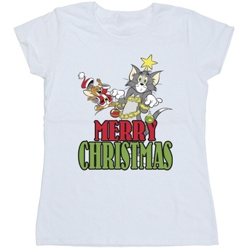 Abbigliamento Donna T-shirts a maniche lunghe Dessins Animés Merry Christmas Baubles Bianco
