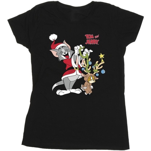 Abbigliamento Donna T-shirts a maniche lunghe Tom & Jerry Christmas Reindeer Nero