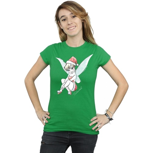 Abbigliamento Donna T-shirts a maniche lunghe Disney Tinkerbell Christmas Fairy Verde