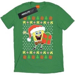 Abbigliamento Uomo T-shirts a maniche lunghe Spongebob Squarepants Ugly Christmas Verde