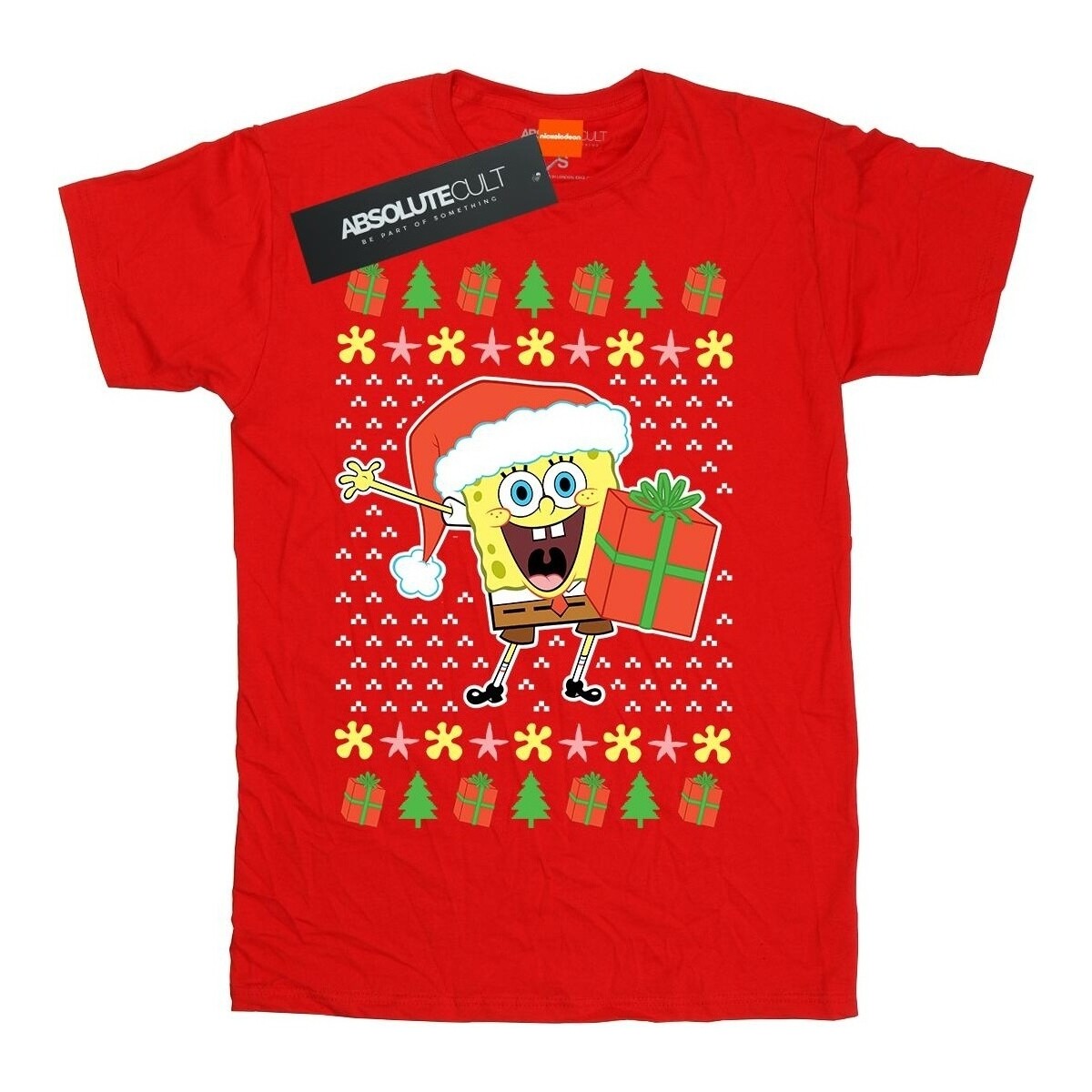 Abbigliamento Uomo T-shirts a maniche lunghe Spongebob Squarepants Ugly Christmas Rosso