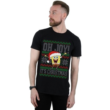 Abbigliamento Uomo T-shirts a maniche lunghe Spongebob Squarepants Oh Joy! Christmas Fair Isle Nero
