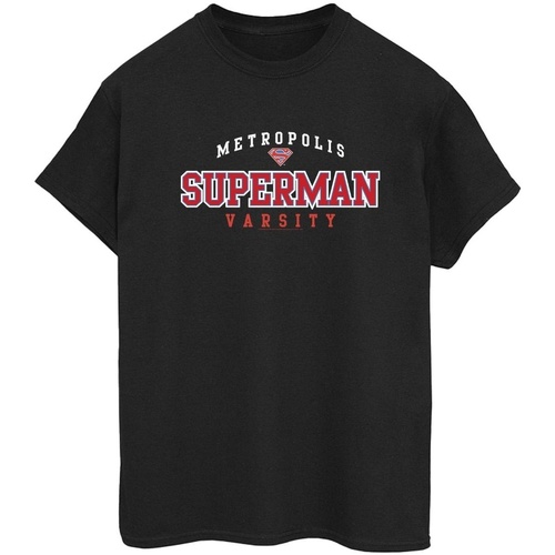 Abbigliamento Donna T-shirts a maniche lunghe Dc Comics Superman Metropolis Varsity Nero