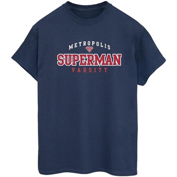 Abbigliamento Donna T-shirts a maniche lunghe Dc Comics Superman Metropolis Varsity Blu