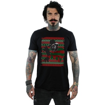 Abbigliamento Uomo T-shirts a maniche lunghe A Nightmare On Elm Street Christmas Fair Isle Nero
