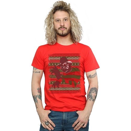 Abbigliamento Uomo T-shirts a maniche lunghe A Nightmare On Elm Street Christmas Fair Isle Rosso
