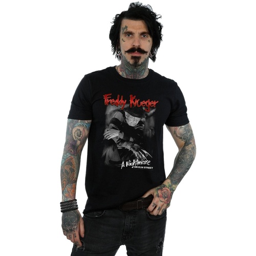 Abbigliamento Uomo T-shirts a maniche lunghe A Nightmare On Elm Street Freddy Black And White Photo Nero