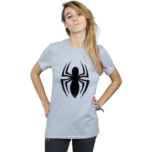 Abbigliamento Donna T-shirts a maniche lunghe Marvel Spider-Man Ultimate Spider Logo Grigio