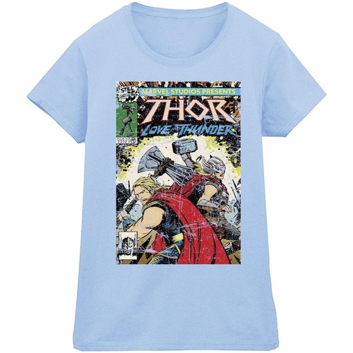 Abbigliamento Donna T-shirts a maniche lunghe Marvel Thor Love And Thunder Vintage Poster Blu