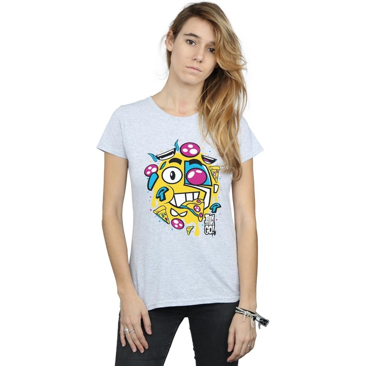 Abbigliamento Donna T-shirts a maniche lunghe Dc Comics Teen Titans Go Pizza Face Grigio