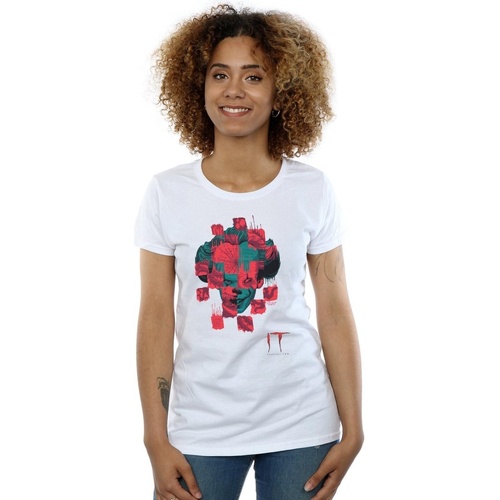 Abbigliamento Donna T-shirts a maniche lunghe It Chapter 2 Pennywise Face Collage Bianco