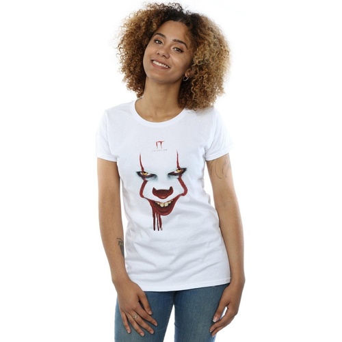Abbigliamento Donna T-shirts a maniche lunghe It Chapter 2 Pennywise Poster Stare Bianco
