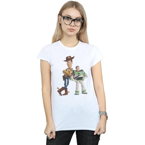 Abbigliamento Donna T-shirts a maniche lunghe Disney Toy Story Buzz And Woody Standing Bianco