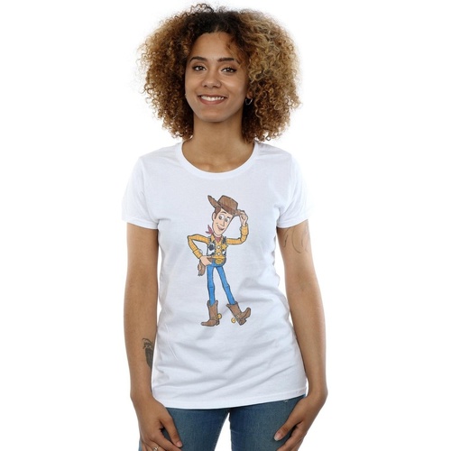 Abbigliamento Donna T-shirts a maniche lunghe Disney Toy Story 4 Sheriff Woody Pose Bianco