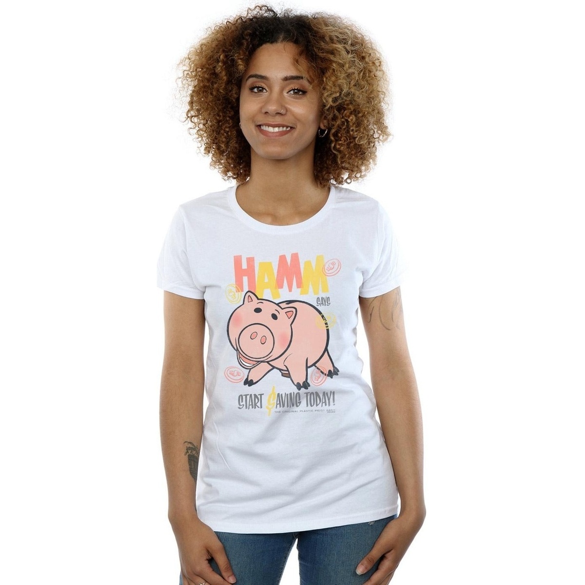 Abbigliamento Donna T-shirts a maniche lunghe Disney Toy Story 4 Hamm The Piggy Bank Bianco