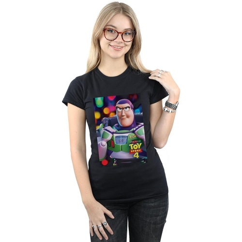 Abbigliamento Donna T-shirts a maniche lunghe Disney Toy Story 4 Buzz Lightyear Poster Nero