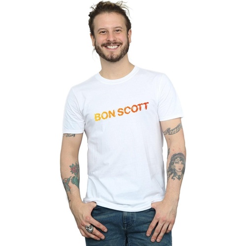 Abbigliamento Uomo T-shirts a maniche lunghe Bon Scott Shattered Logo Bianco