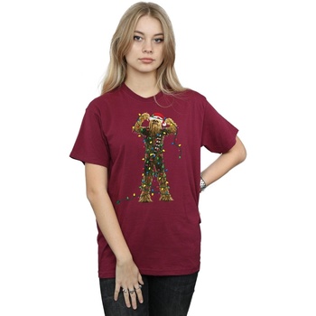 Abbigliamento Donna T-shirts a maniche lunghe Disney Chewbacca Christmas Lights Multicolore