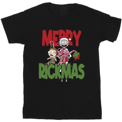 Abbigliamento Uomo T-shirts a maniche lunghe Rick And Morty Merry Rickmas Nero