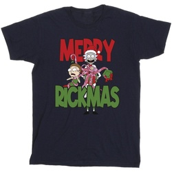 Abbigliamento Uomo T-shirts a maniche lunghe Rick And Morty Merry Rickmas Blu