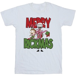 Abbigliamento Uomo T-shirts a maniche lunghe Rick And Morty Merry Rickmas Bianco