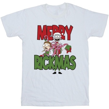 Abbigliamento Uomo T-shirts a maniche lunghe Rick And Morty Merry Rickmas Bianco