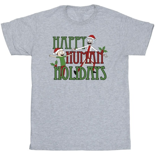 Abbigliamento Uomo T-shirts a maniche lunghe Rick And Morty Happy Human Holidays Grigio