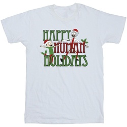 Abbigliamento Uomo T-shirts a maniche lunghe Rick And Morty Happy Human Holidays Bianco