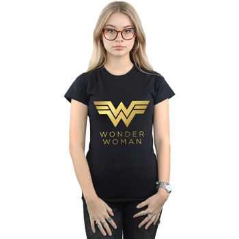 Abbigliamento Donna T-shirts a maniche lunghe Dc Comics Wonder Woman 84 Golden Logo Nero