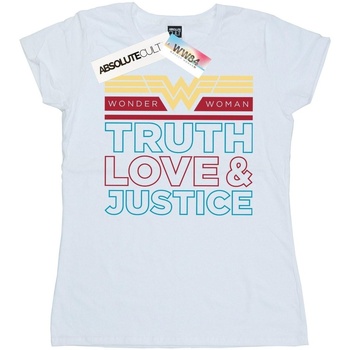 Abbigliamento Donna T-shirts a maniche lunghe Dc Comics Wonder Woman 84 Truth Love And Justice Bianco