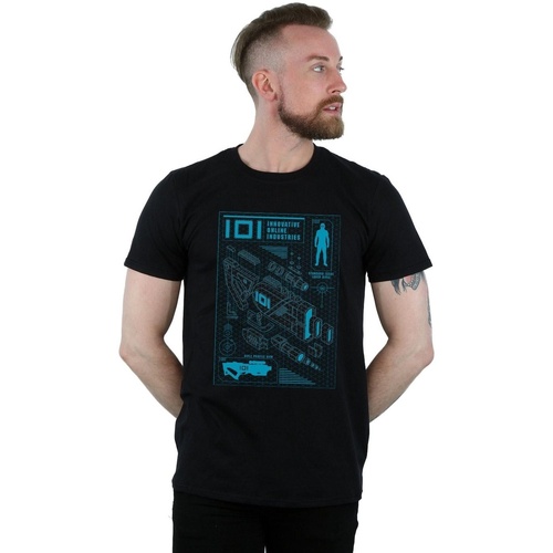 Abbigliamento Uomo T-shirts a maniche lunghe Ready Player One IOI Laser Rifle Blueprint Nero
