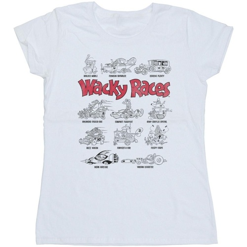 Abbigliamento Donna T-shirts a maniche lunghe Wacky Races Car Lineup Bianco
