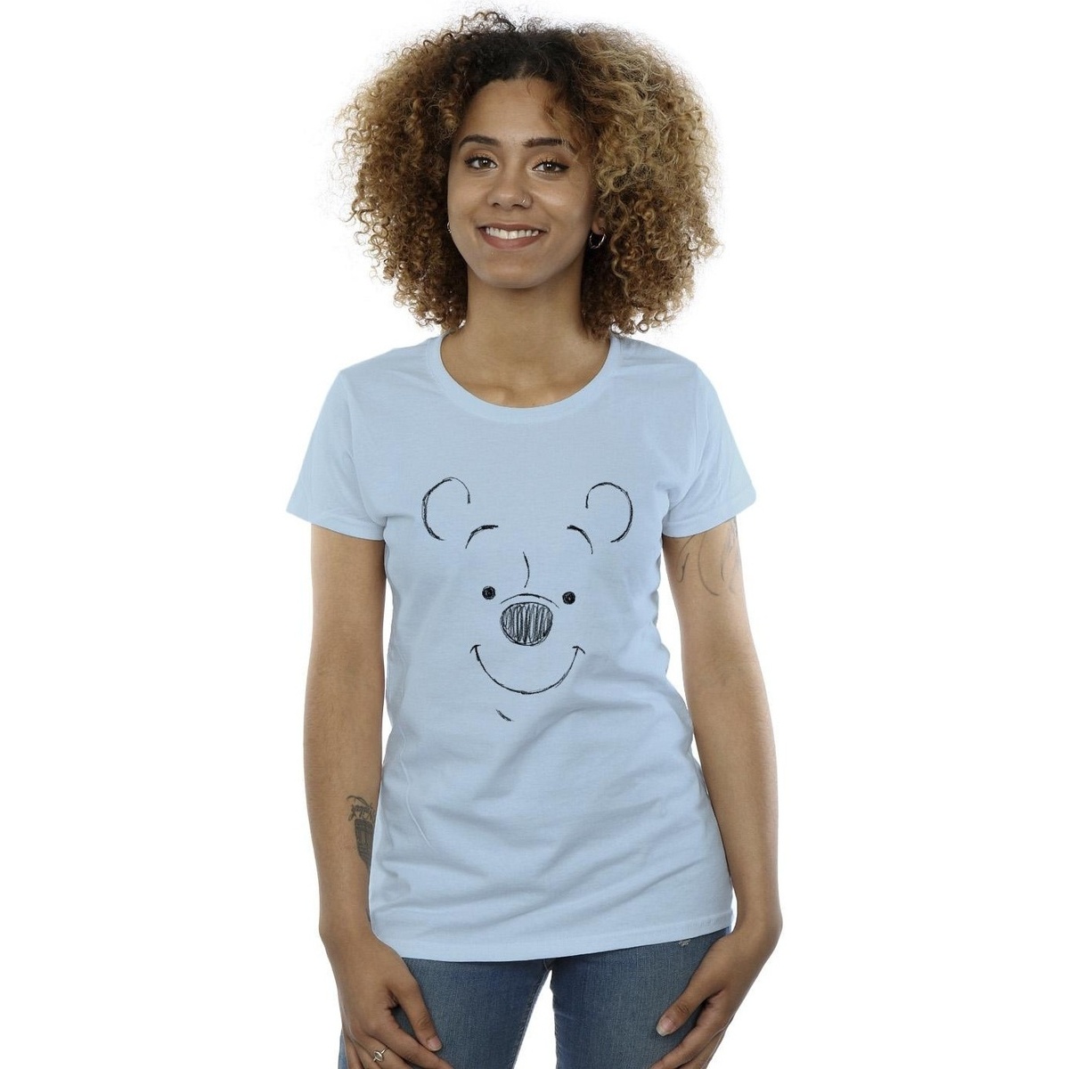 Abbigliamento Donna T-shirts a maniche lunghe Disney Winnie The Pooh Winnie The Pooh Face Blu